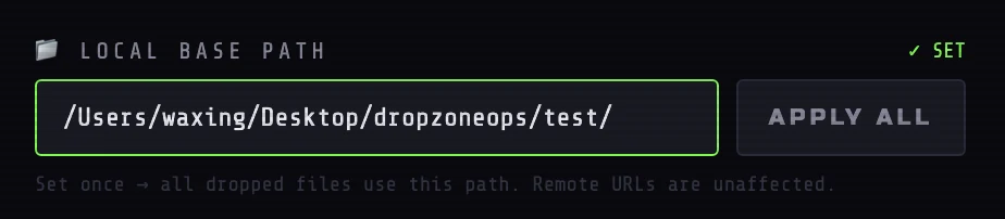 Root Folder Path field in Drop Zone Ops